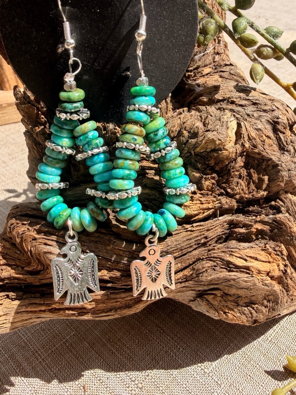 Handcrafted Turquoise Beaded Teardrop Earrings
